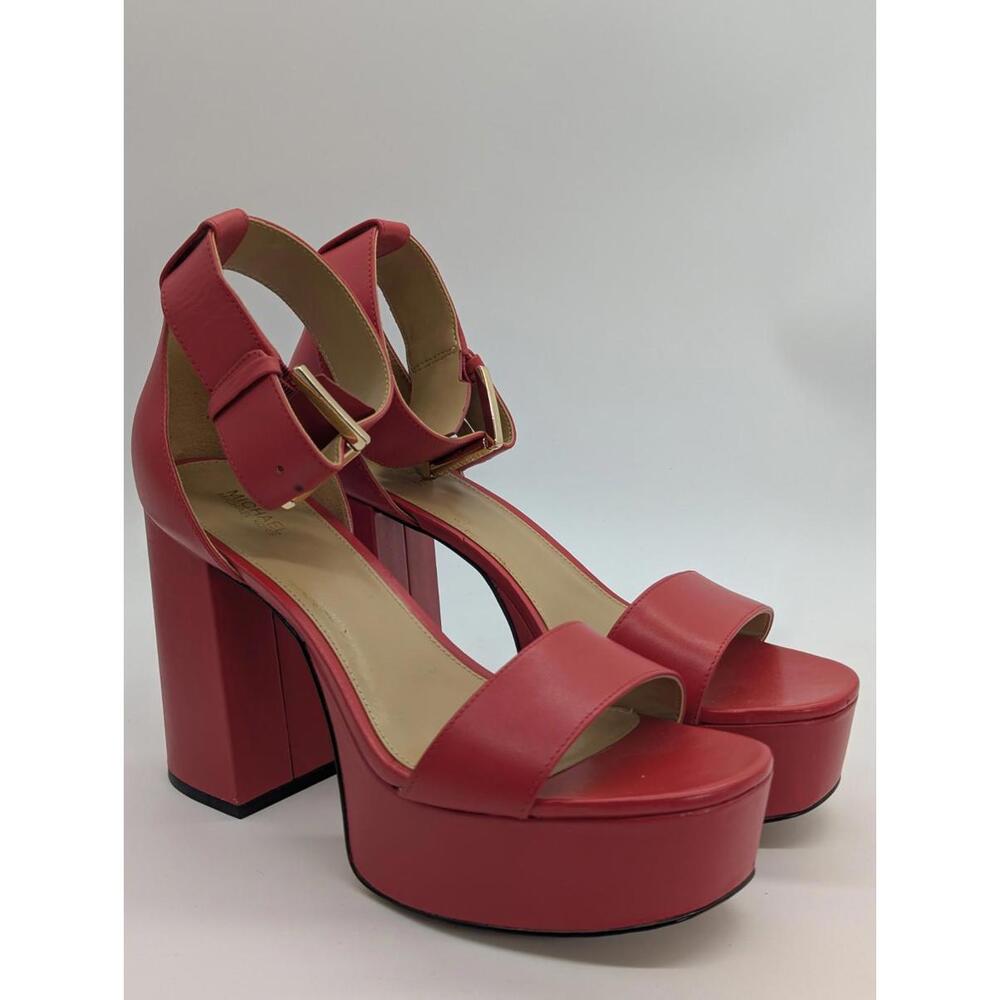 Michael Kors Coral Pink Platform Block Heel Sandals